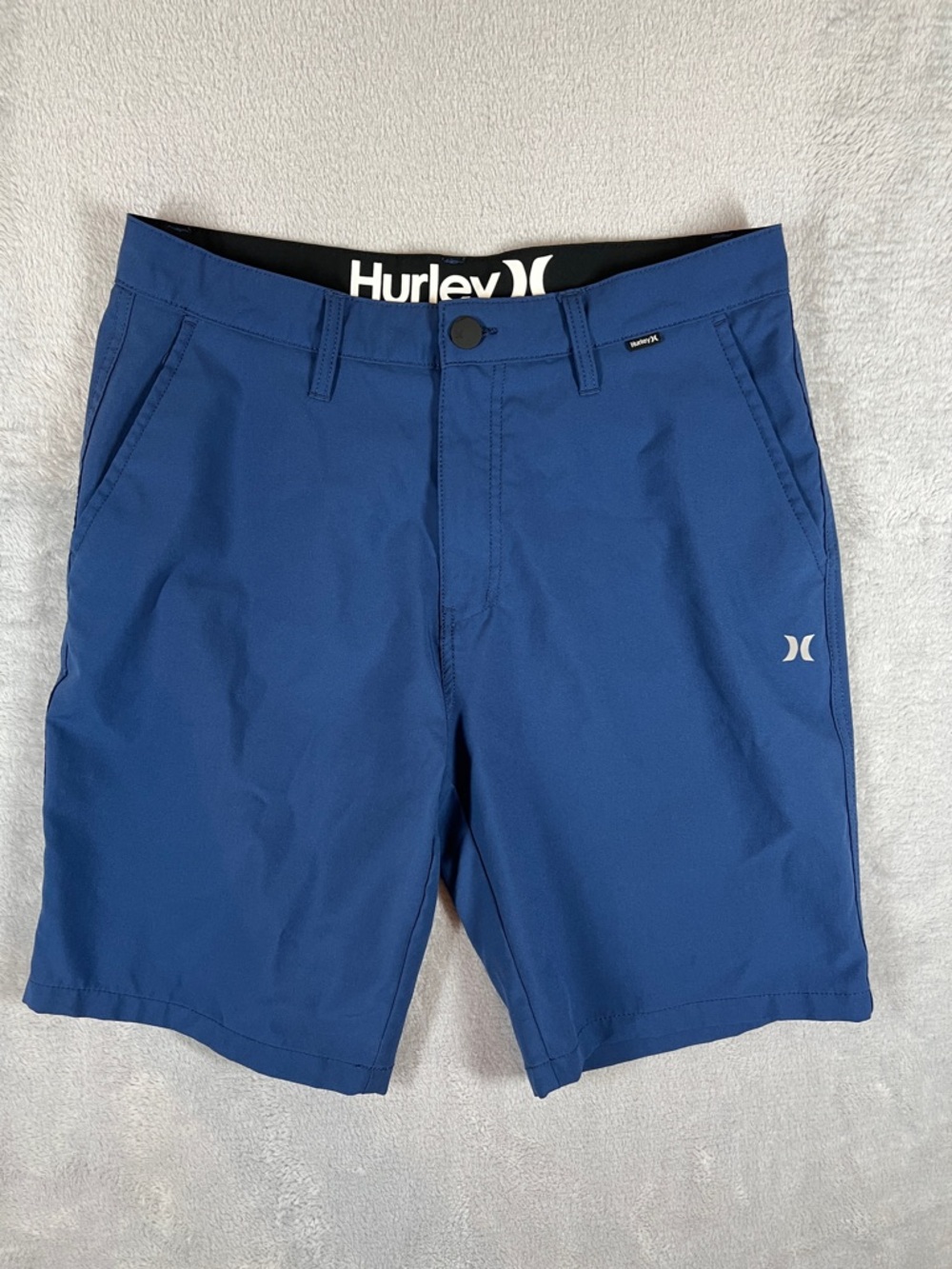 Hurley Men's Solid Blue Hybrid Performance Shorts Swim Shorts 32